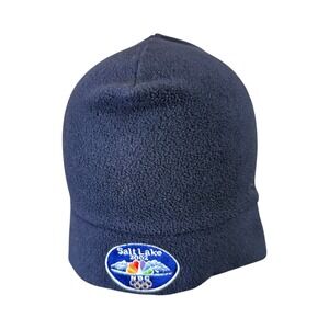 Salt Lake 2002 NBC Olympics Beanie Columbia Fleece Winter Hat Navy Blue L/XL